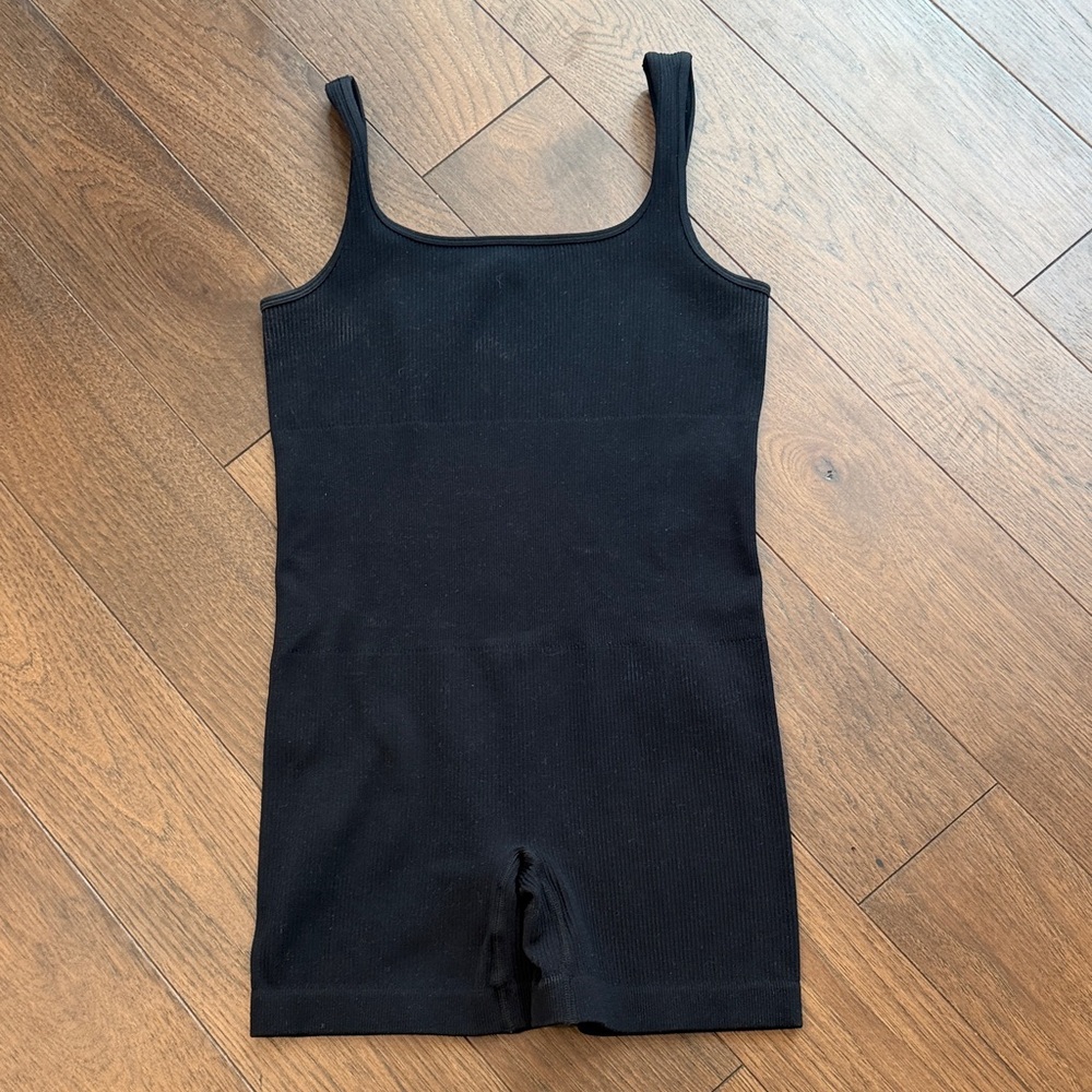 Women’s Ribbed Onesie Workout Romper Black Large - C10-023